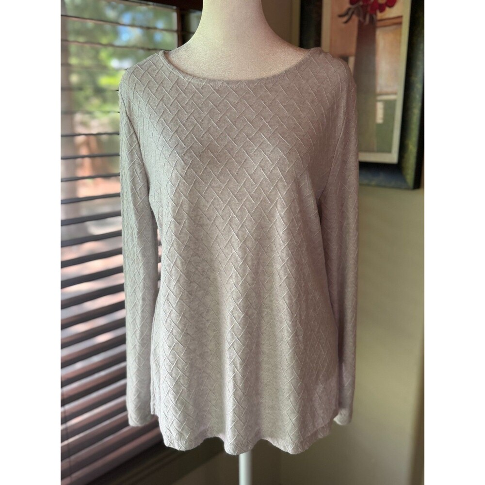 Mario Serrani Italy Women’s Textured Knit Long Sleeve Top Gray Sweater Size M
